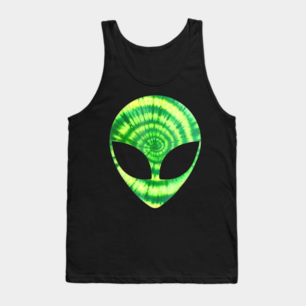 Alien Head Tie Dye Glow Trippy Party Tank Top by marchizano